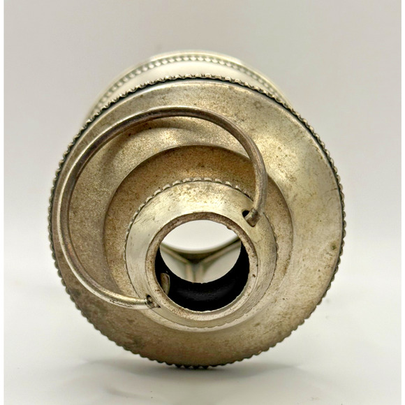 Vintage Silver Metal Candle Lantern 6.5" Hex Glass Panels Rustic Patina Decor - Picture 2 of 4